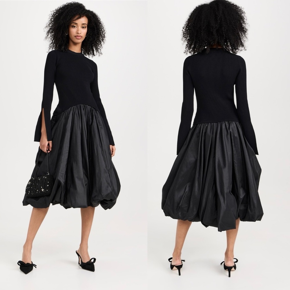 NWT SIMKHAI Kenlie Ribbed Knit Taffeta Mixed Media Dress ASO Taylor Swift Sz XS - Picture 2 of 10